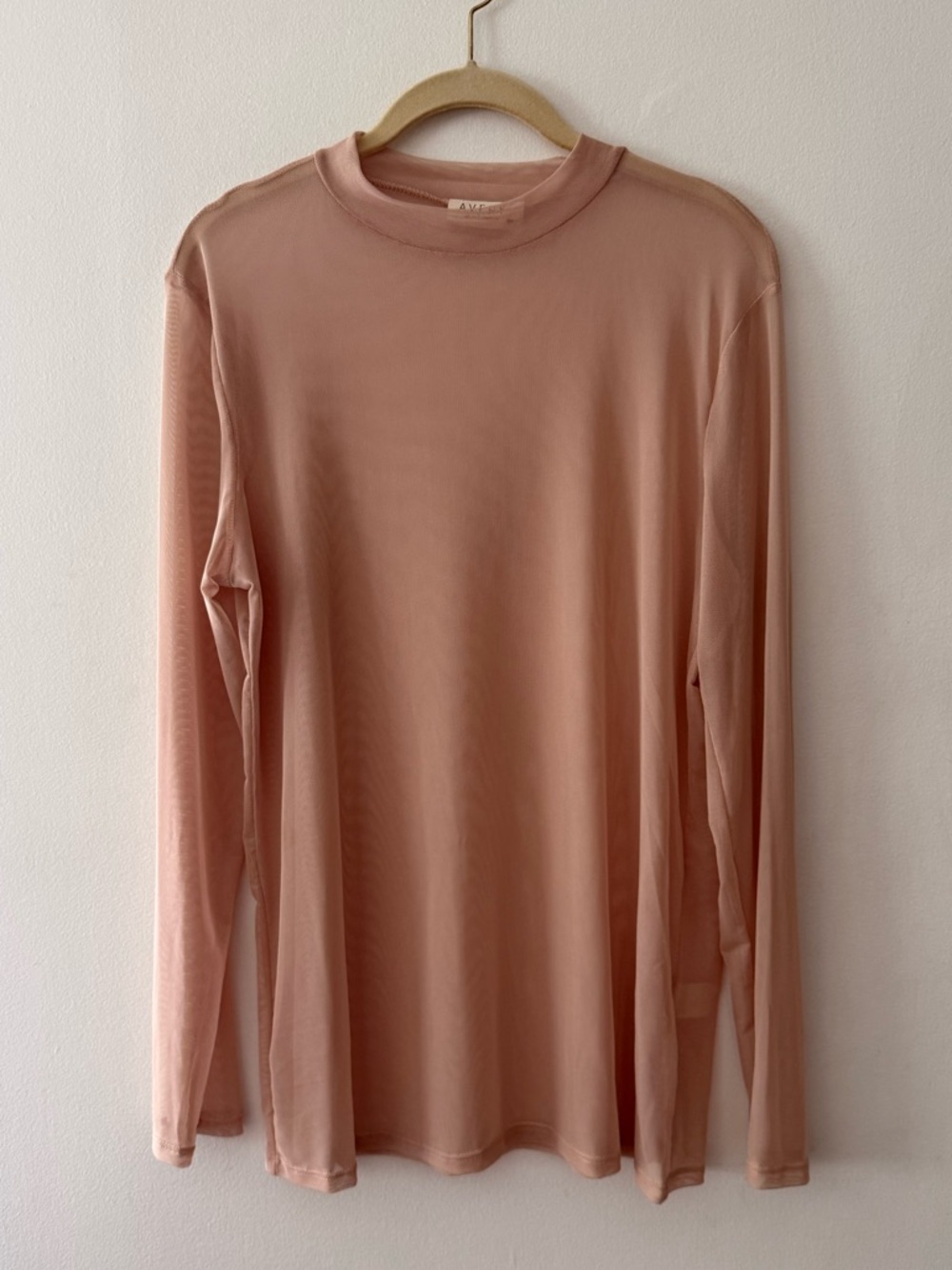 Avery Nude Sheer Mesh Long Sleeve Top NWOT L